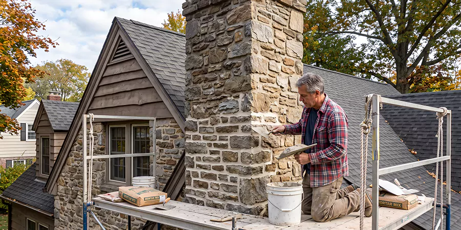 Tuckpointing Stone Chimney San Marcos
