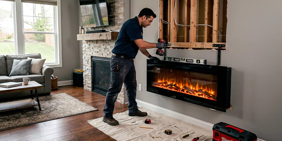 Fake Fireplace and Faux Insert Installation San Marcos