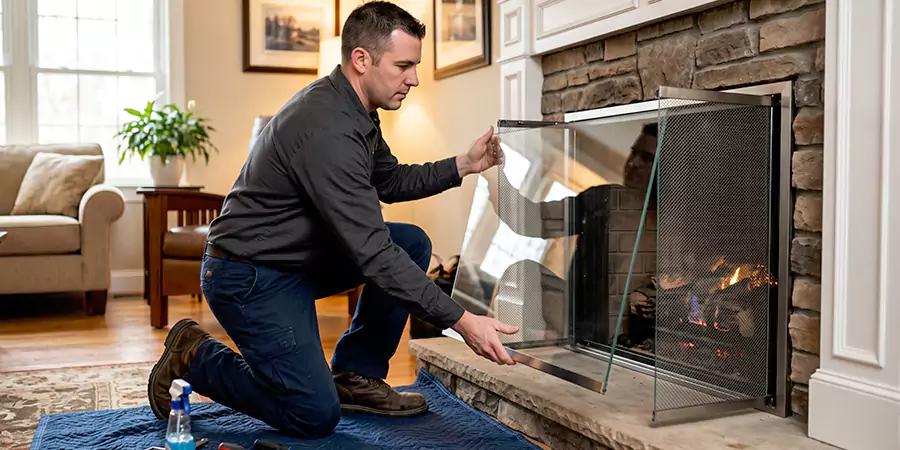 Fireplace Glass Panel and Screen Installation San Marcos