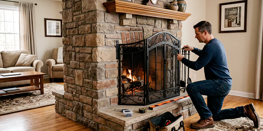 Custom and Decorative Fireplace Screen Installation San Marcos