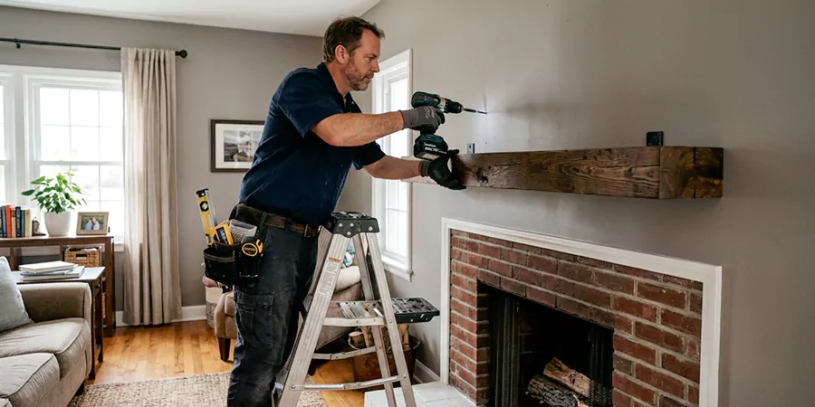 Floating Shelf Mantel Installation San Marcos